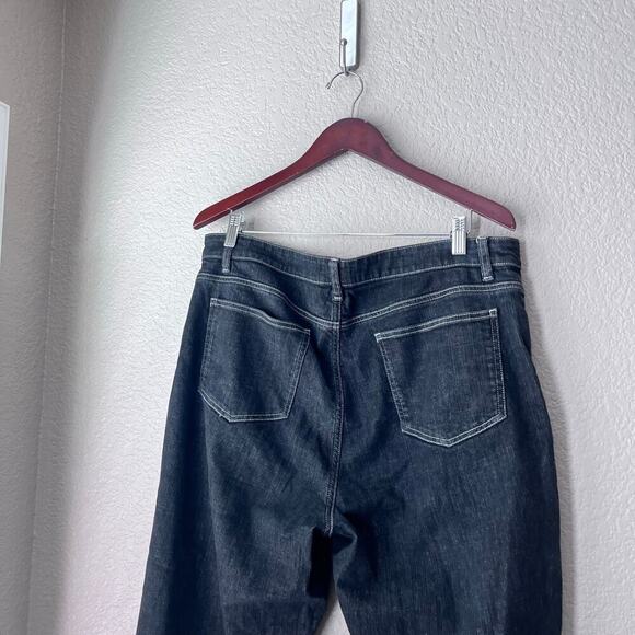 Eileen Fisher Dark Wash Denim Straight Leg Jeans Blue High Waist Organic Cotton - Picture 4 of 7